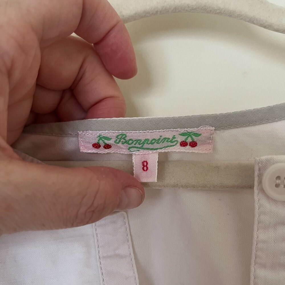 Bonpoint White Button Up Girls Dress sz 8 - Picture 3 of 8